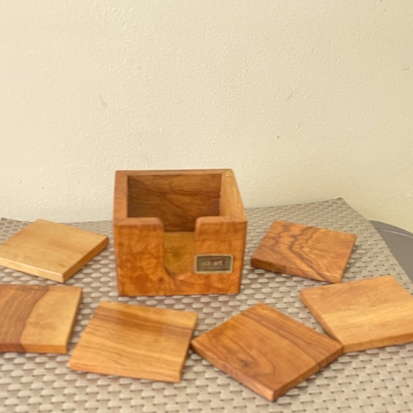 MCM Vintage Oliv-Art Wooden Coasters - Picture 2 of 3